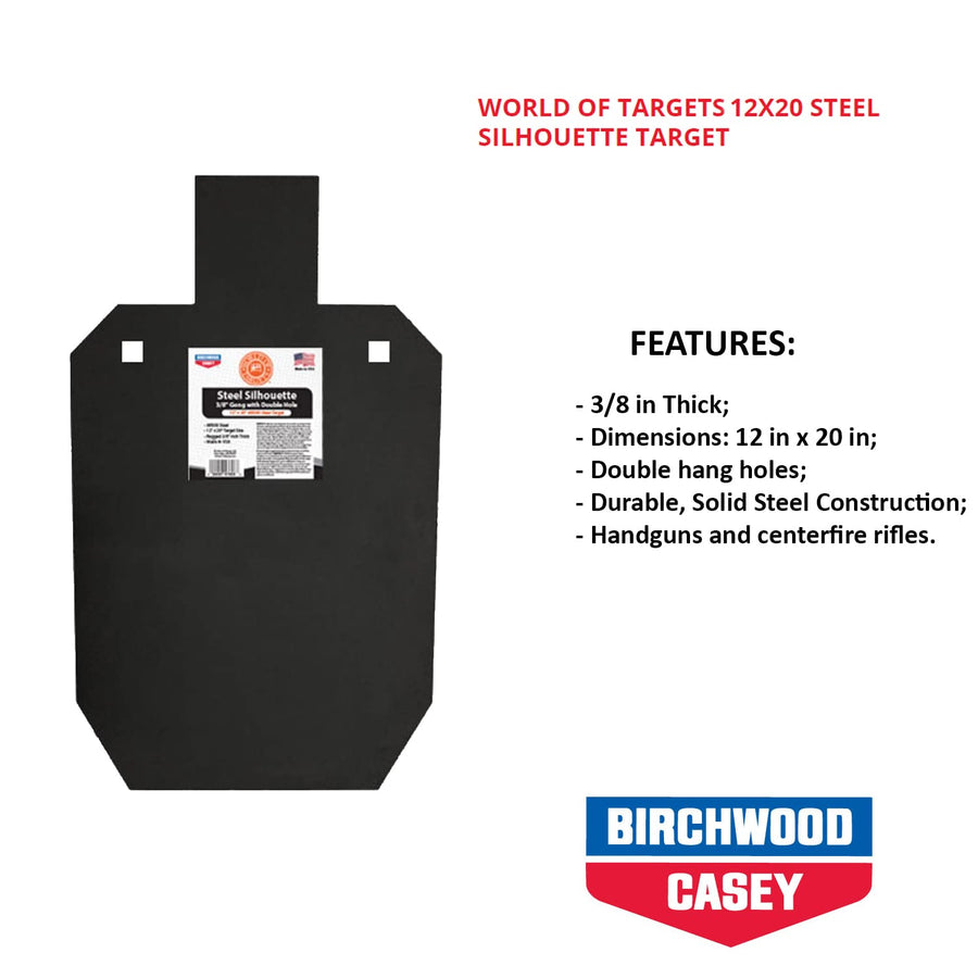 BIRCHWOOD CASEY 3/8" Thick World of Targets Durable Versatile 12" x 20" Silhouette Shooting Target