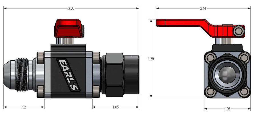 Male To Female Earl's -8An Ultrapro Ball Valve
