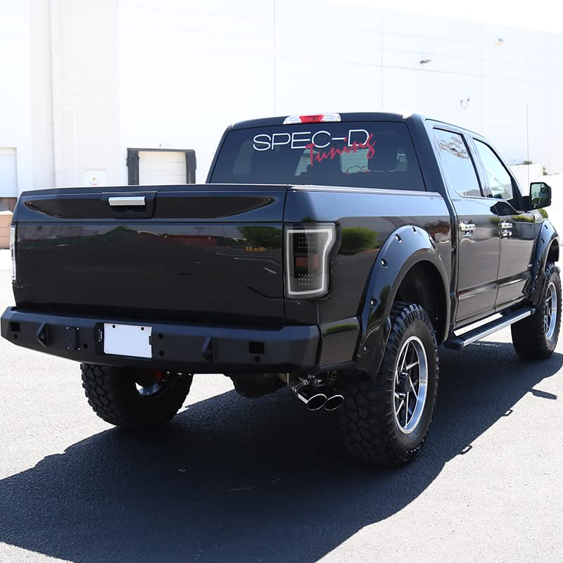Black Tail Lights w/LED Light Bar SPEC-D TUNING Compatible with 2018-2020 Ford F-150, Left + Right Pair Assembly