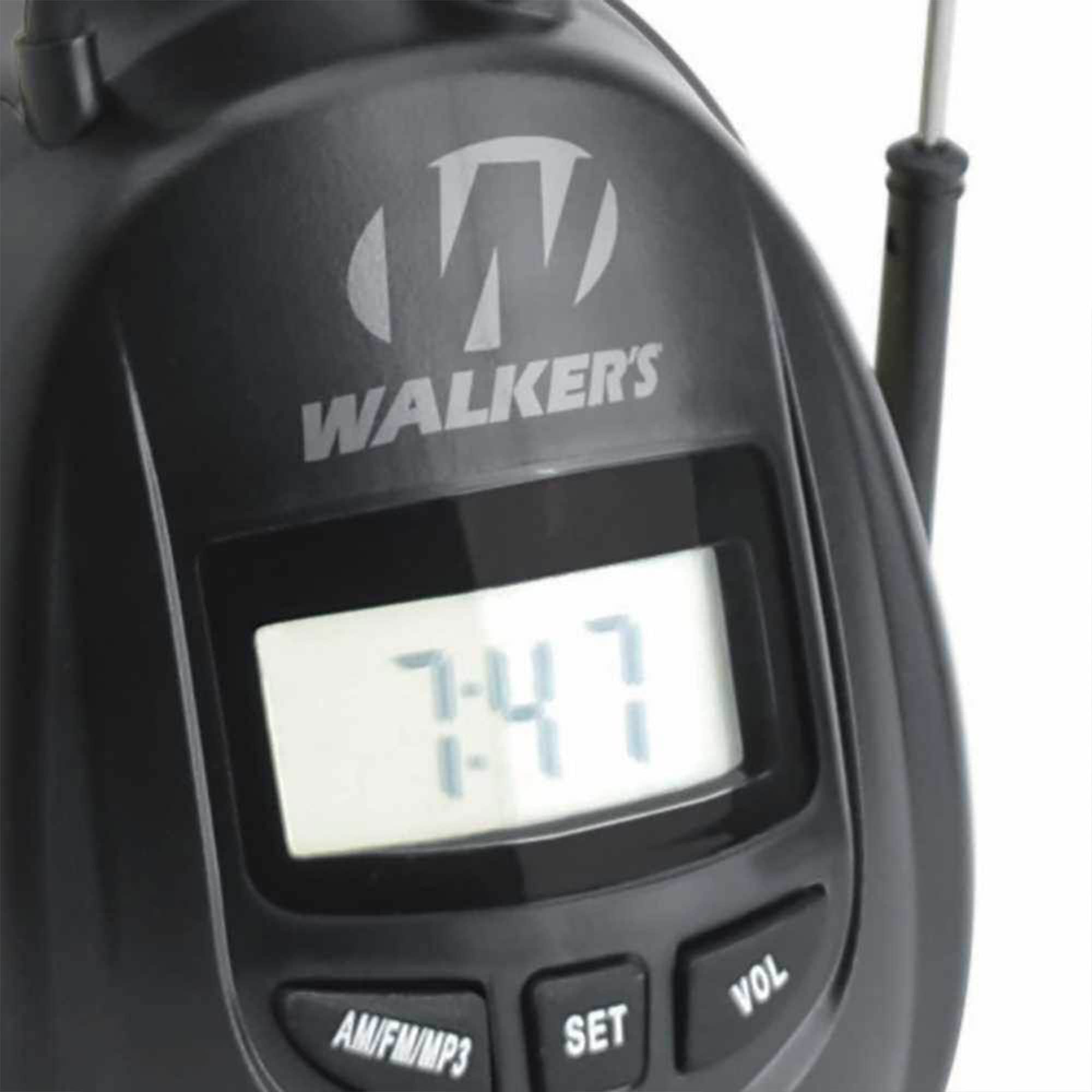 WALKER'S AM/FM Digital Radio Muff - 25dB Noise Reduction Rating Hunting Shooting Hearing Protection Electronic Earmuffs w/ Radio, MP3/CD Player Jack, 2 AAA Batteries Included
