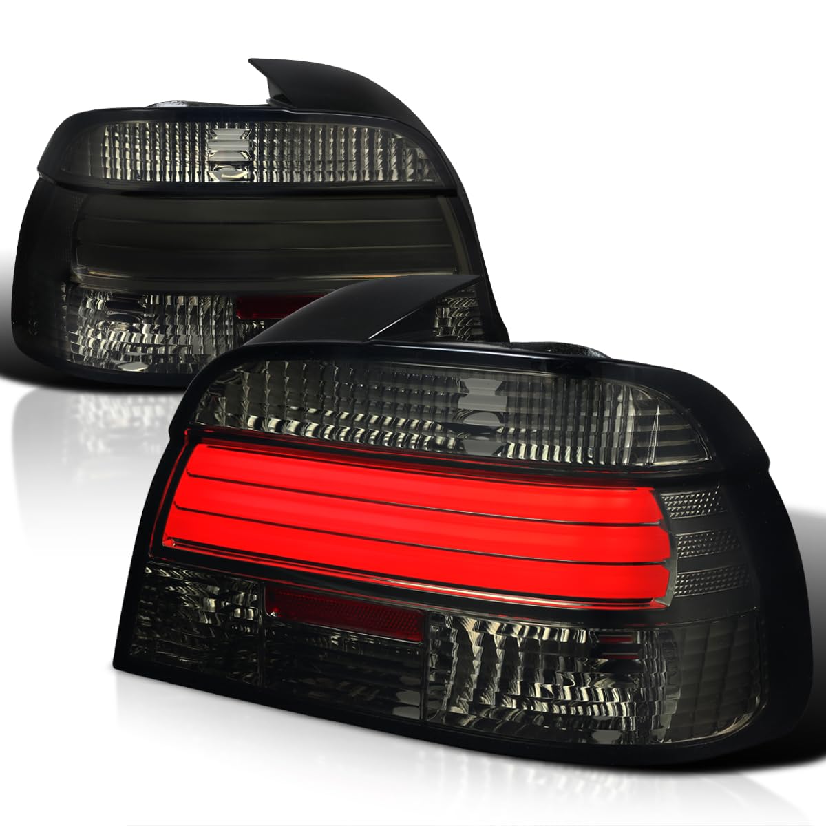 Smoke LED Bar Tail Lights SPEC-D TUNING Compatible with 1997-2000 BMW E39 5-Series 4-Door, Left + Right Pair Assembly