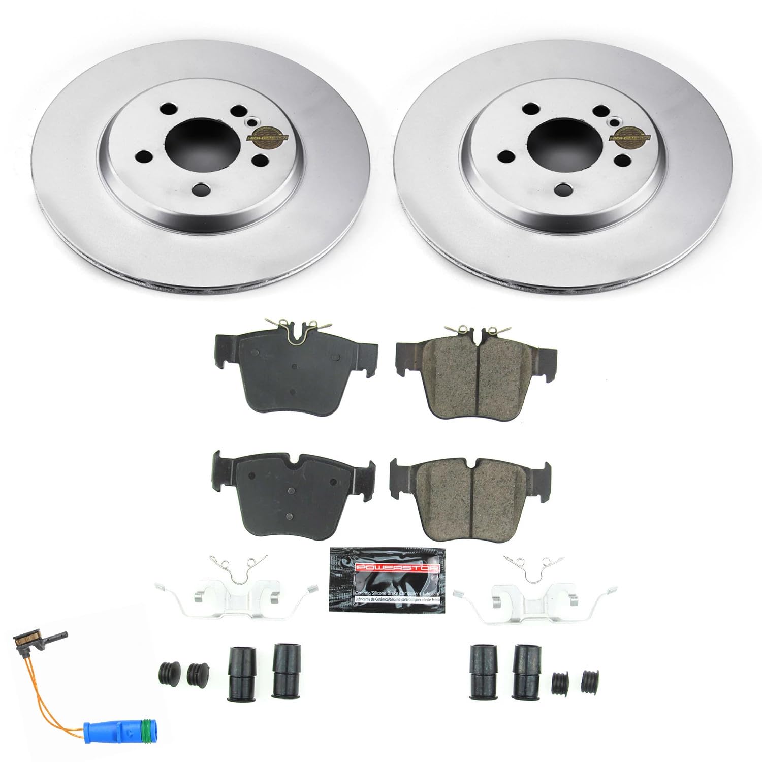 Power Stop Z23 Rear Coated Rotor Kit-Coated Brake Rotors, Carbon Ceramic Brake Pads For Mercedes C450, Mercedes C43 AMG, Mercedes GLC300, Mercedes GLC350e, Mercedes GLC43 AMG [Model Specific]