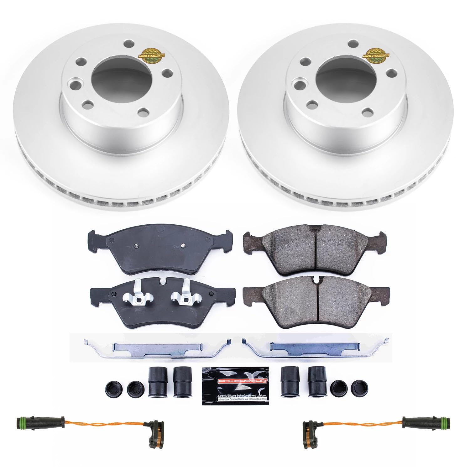 Power Stop Z17 CRK8420 Front Coated Rotor Kit-Coated Brake Rotors & Ceramic Brake Pads For Mercedes-Benz G55 AMG 2005-2010 [Model Specific]