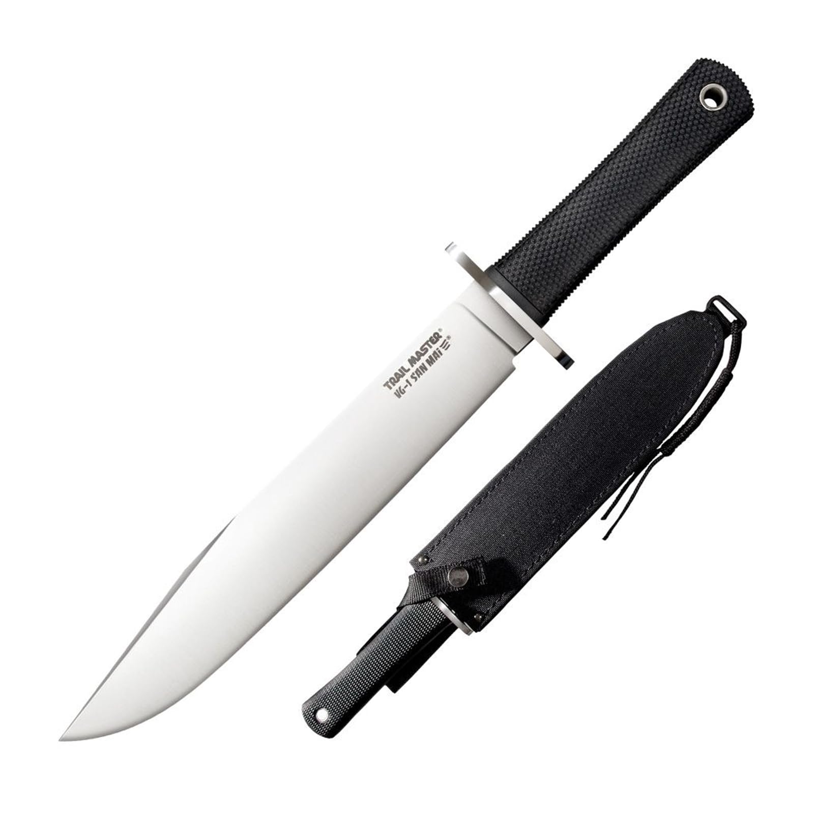 VG1 San Mai III Cold Steel Trail Master 9.5" Clip-Point Blade 5.125" Kray-Ex Handle Tactical Fixed Blade Knife w/Secure-Ex Sheath