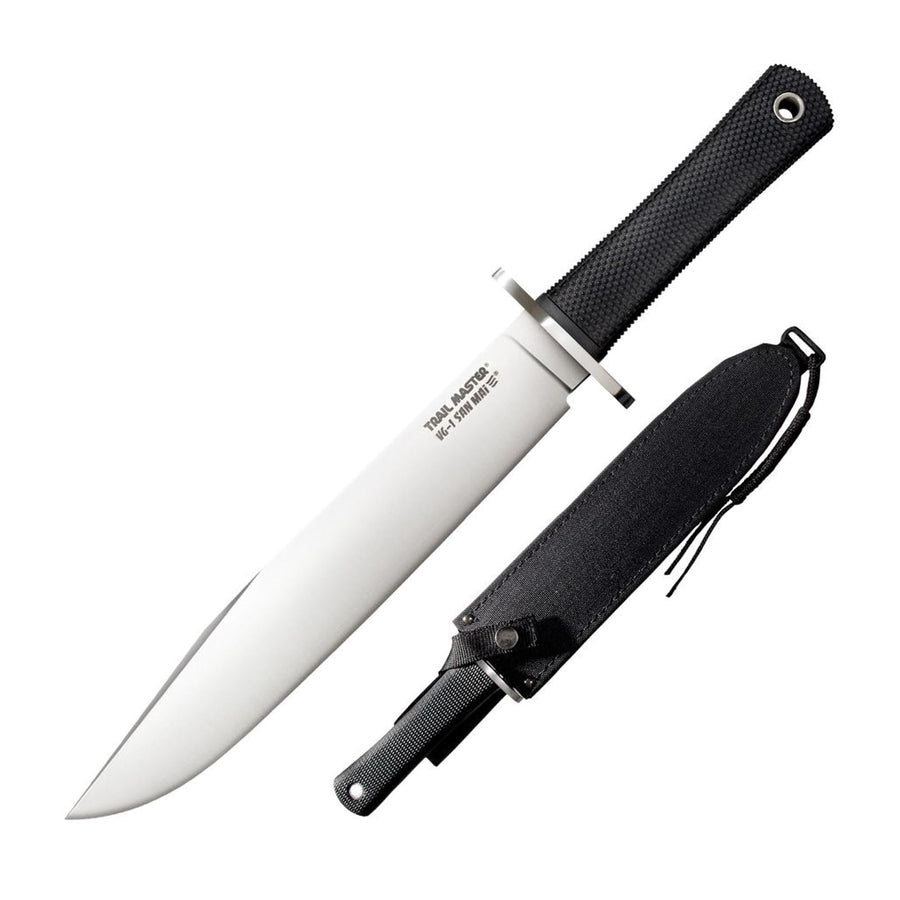 VG1 San Mai III Cold Steel Trail Master 9.5" Clip-Point Blade 5.125" Kray-Ex Handle Tactical Fixed Blade Knife w/Secure-Ex Sheath