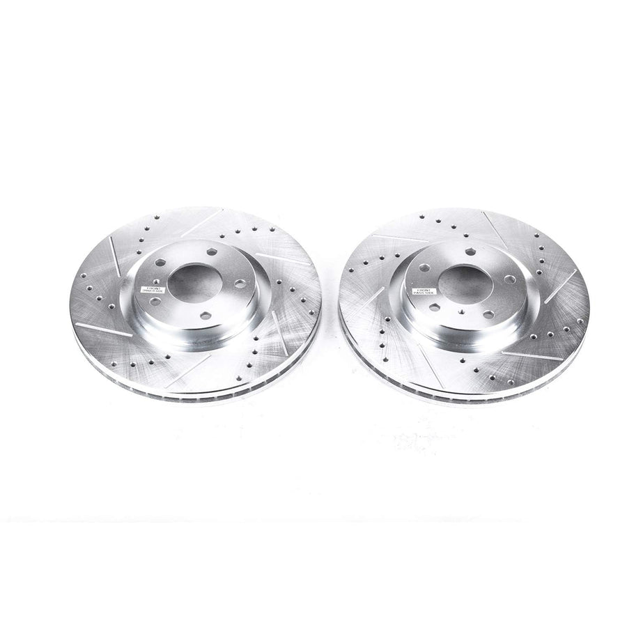 Power Stop Front Drilled & Slotted Rotor Pair JBR1112XPR For EX35 E G25 G35 G37 M35 M35h M37 M45 M56 INFINITI Q70 Q70L QX50 QX70 350Z 370Z Maxima Maxima Murano Murano [Model Specific]