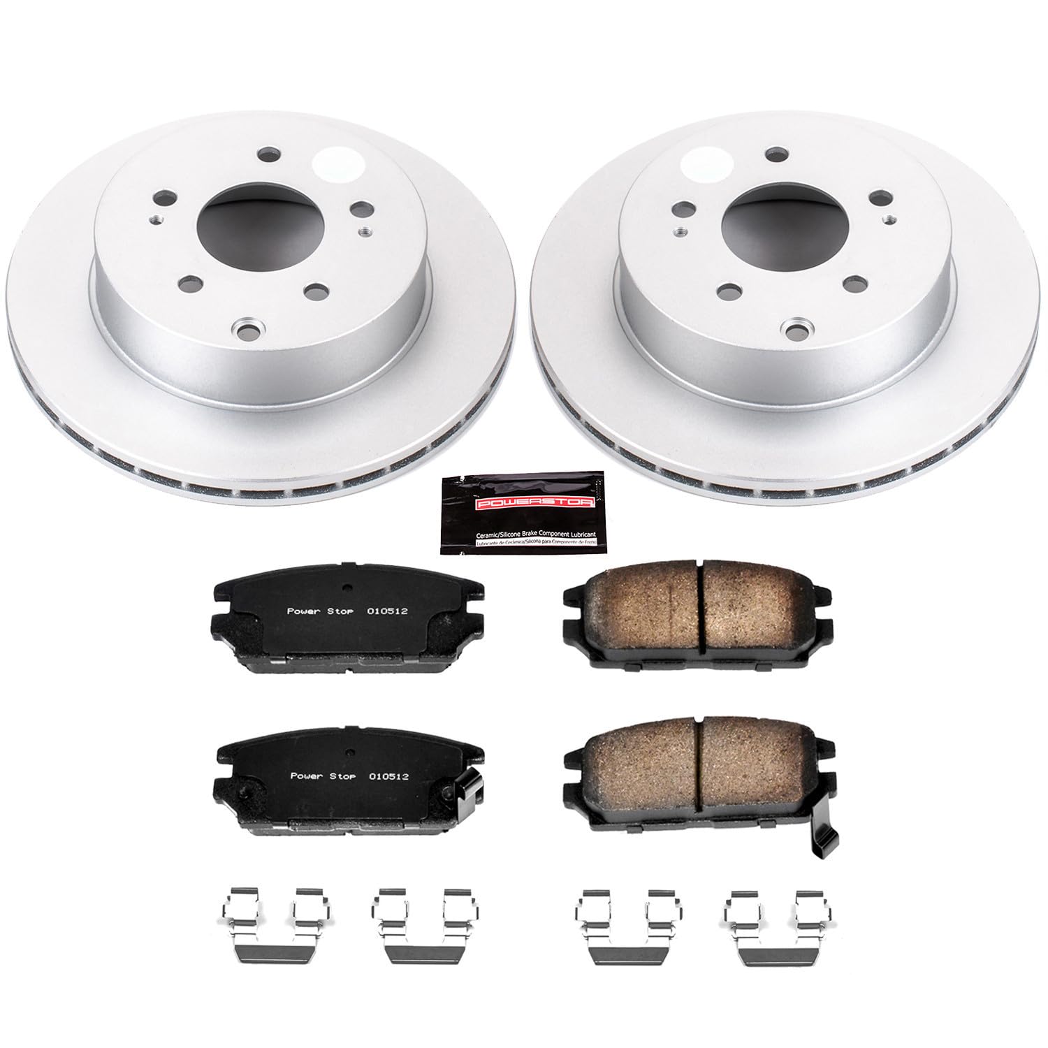 Power Stop Coated Brake Rotor & Ceramic Brake Pads CRK3079- rear For Mitsubishi Eclipse 2006-2012, Mitsubishi Galant 2007-2009 [Model Specific]