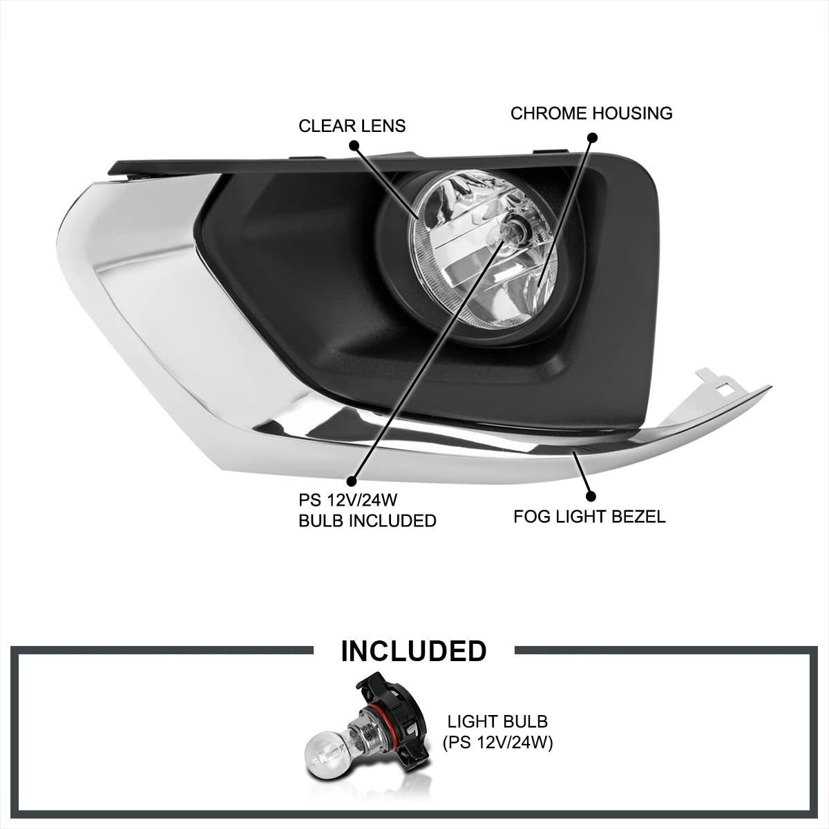 Fog Light Spec-D Tuning Clear Lens with Universal Wiring and Switch Compatible with Chevrolet Chevy Traverse 2018
