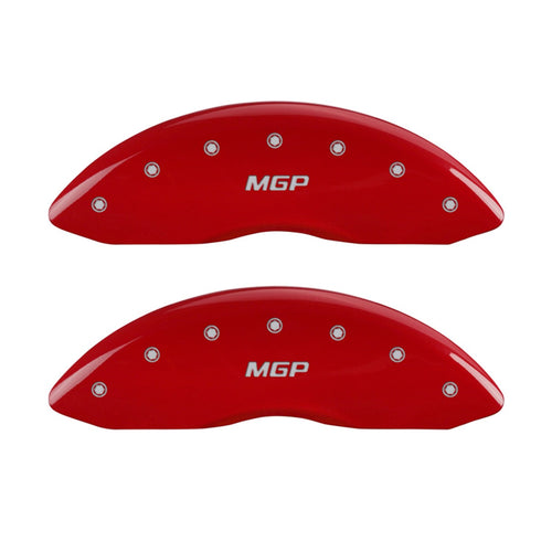 MGP 'MGP' Engraved Caliper Covers 10230SMGPRD with Red Powder Coat Finish and Silver Characters, (Set of 4)