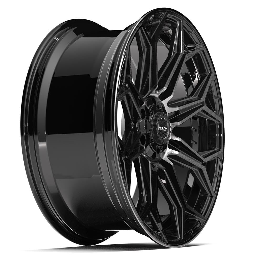 4PLAY Wheels 24 Inch Rim 4P83 Fits 6x135 & 6x139.7 24x12 Gloss Black Brushed with Tinted Clear (1)