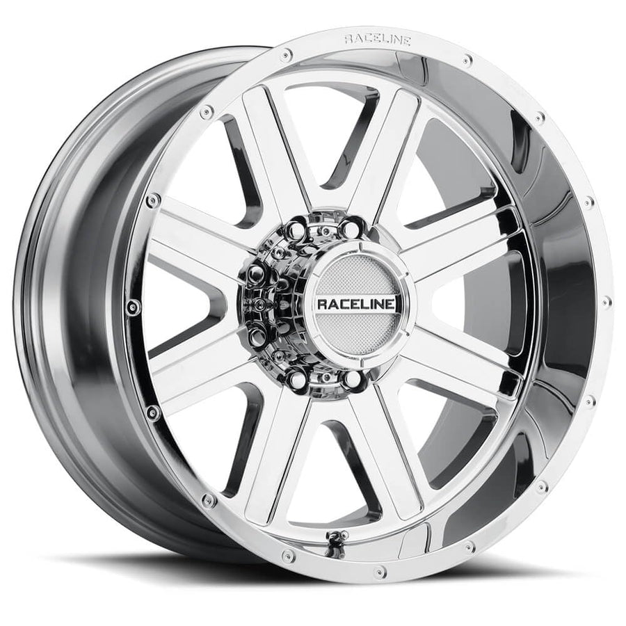 20X12"8X170 Bolt Pattern Raceline Wheels 940C HOSTAGE Wheel Chrome -44mm Offset/(4.75"B/S) 8 Spoke Aluminum Passenger Car Wheels, Full Size Replacement Chrome Car Rims