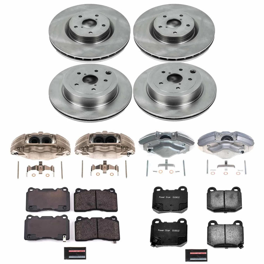 Power Stop KCOE4490 Front and Rear Brake Caliper Kit- Brake Rotors, Brake Pads & Calipers For Subaru Impreza 2008-2014, Subaru WRX STI 2015-2017 [Model Specific]