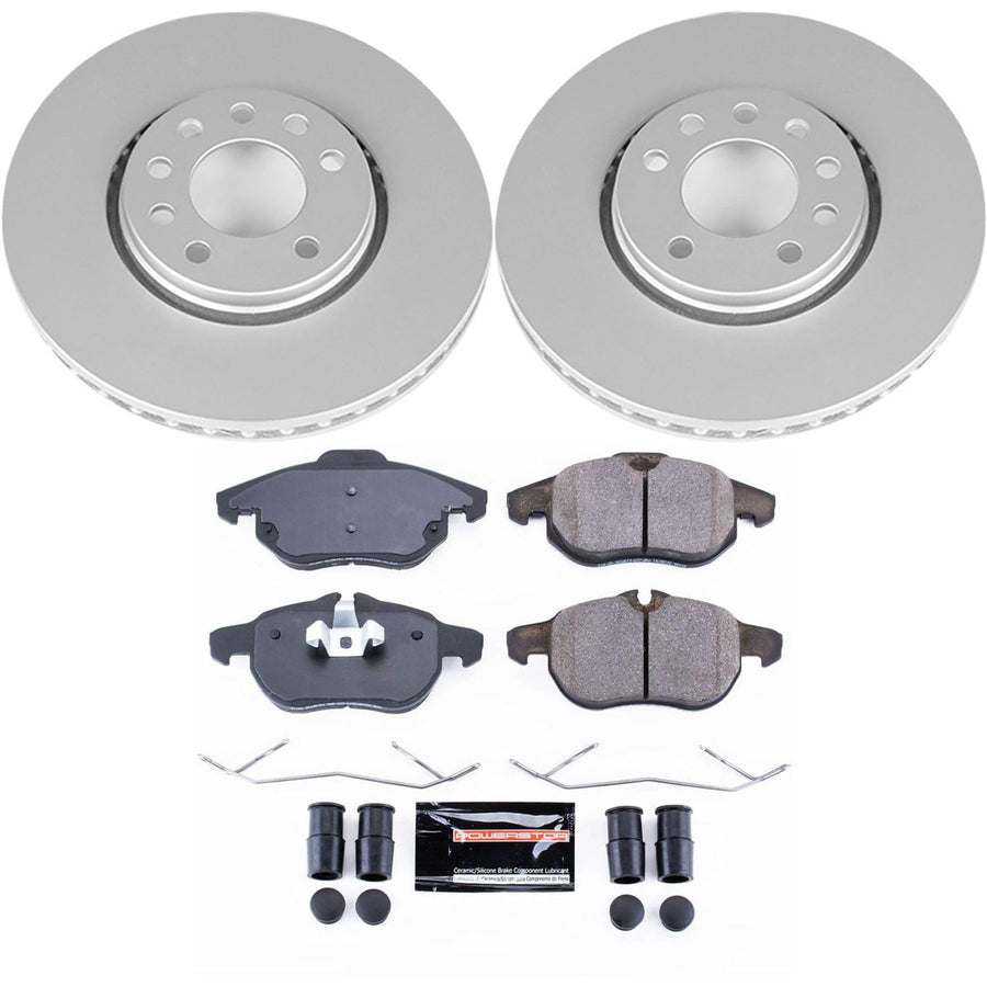 Power Stop Coated Rotor CRK8157 Front Brake Kit- Coated Brake Rotors and Z23 Ceramic Brake Pads