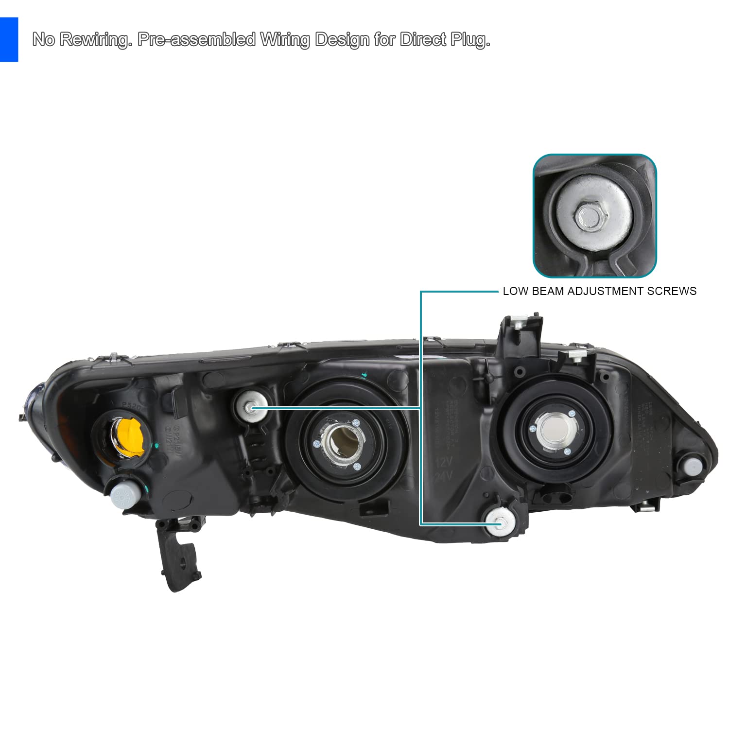 Chrome Headlights SPEC-D TUNING Compatible with 2006-2011 Honda Civic 4Dr Sedan