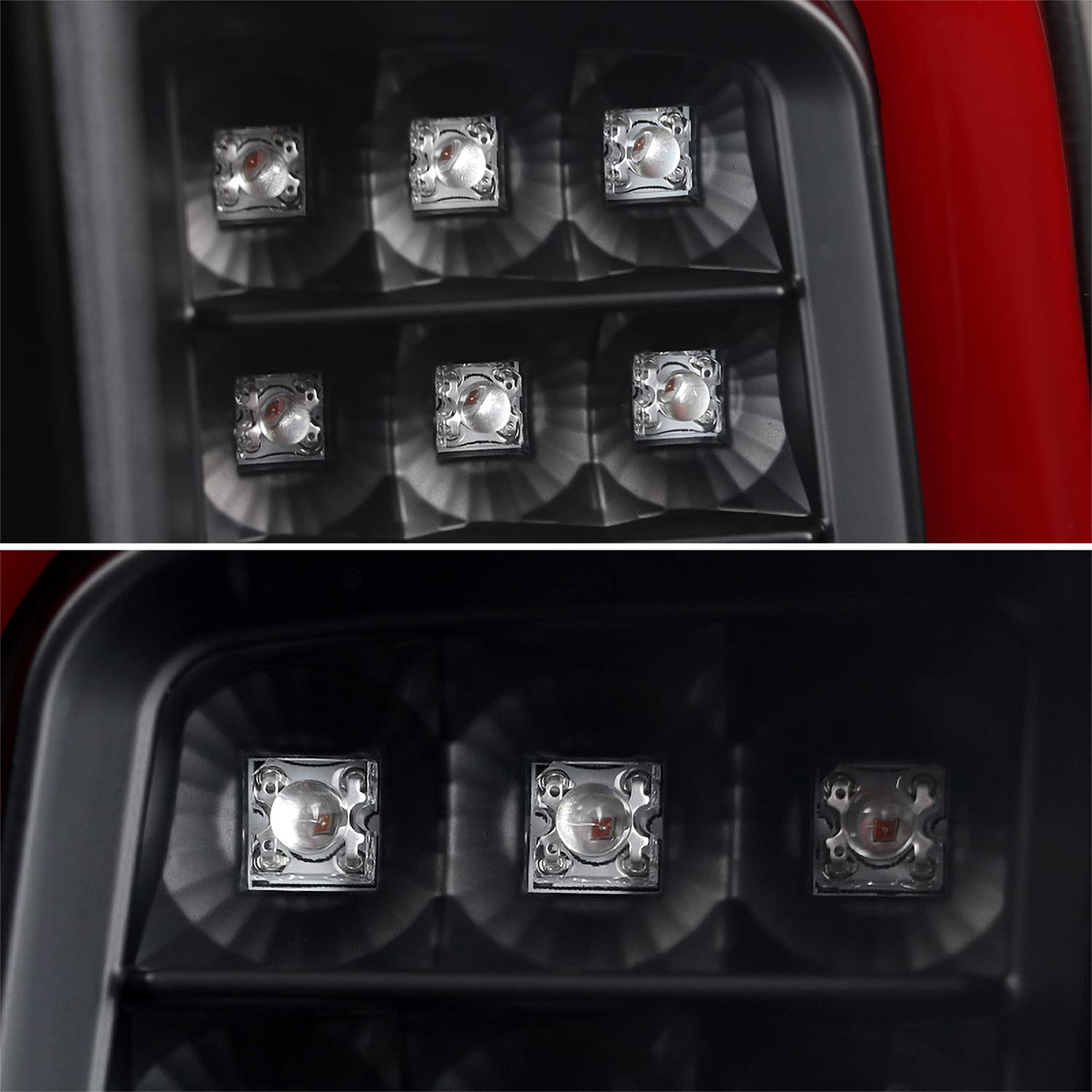 Black LED Tail Lights w/Red LED Light Bar SPEC-D TUNING Compatible with 2014-2018 GMC Sierra 1500, 2014-2018 GMC Sierra 2500HD, 2014-2018 GMC Sierra 3500HD, Left + Right Pair Assembly