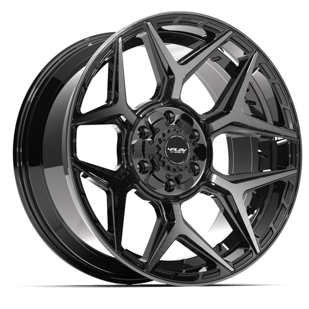 20 Inch 4PLAY Wheels Rim 4P06 Fits 6x135 & 6x139.7 20x9 Gloss Black Brushed with Tinted Clear (1)