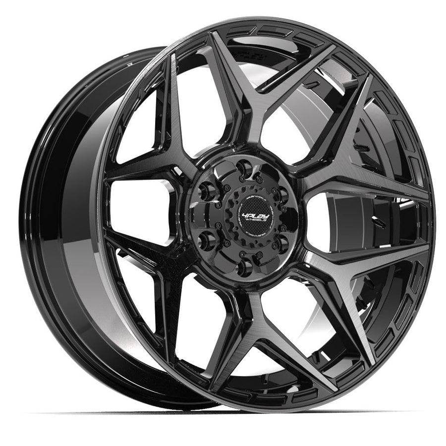 20 Inch 4PLAY Wheels Rim 4P06 Fits 6x135 & 6x139.7 20x9 Gloss Black Brushed with Tinted Clear (1)