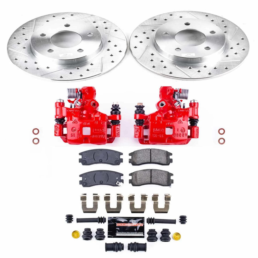 Power Stop Z23 Evolution KC3115 Rear Brake Kit-Drilled/Slotted Rotors, Carbon Ceramic Brake Pads & Calipers For Cadillac DeVille, Cadillac Eldorado, Cadillac Seville [Model Specific]