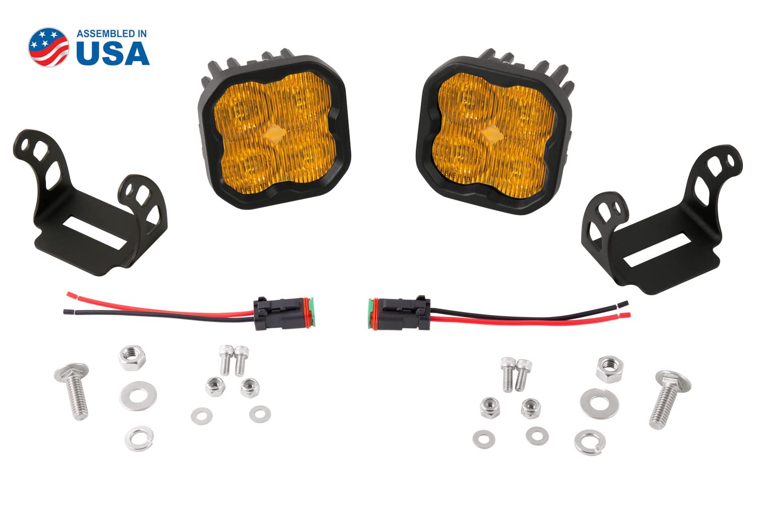 SS3 SAE Yellow Max LED Pod Diode Dynamics (pair), SAE Fog with Amber Backlight