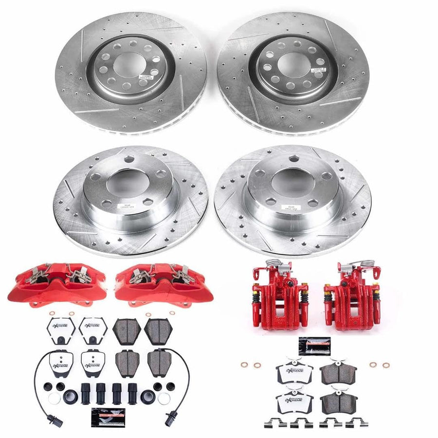 Power Stop Z26 KC890-26 Front and Rear Caliper Kit-Rotors, Carbon Ceramic Brake Pads, Calipers For Audi A6 Quattro 2000-2001 [Model Specific]