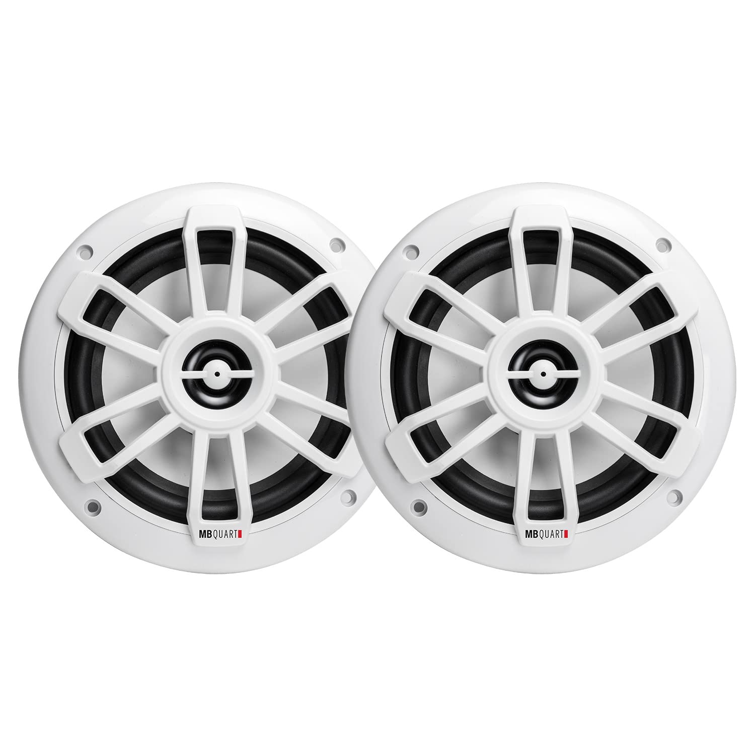 Marine Boat Speakers MB Quart with Bluetooth Source Unit (White) – 6.5 Inch, 160 Watt Each, Marine Grade Waterproof, LCD Display, Set of 2 Speakers