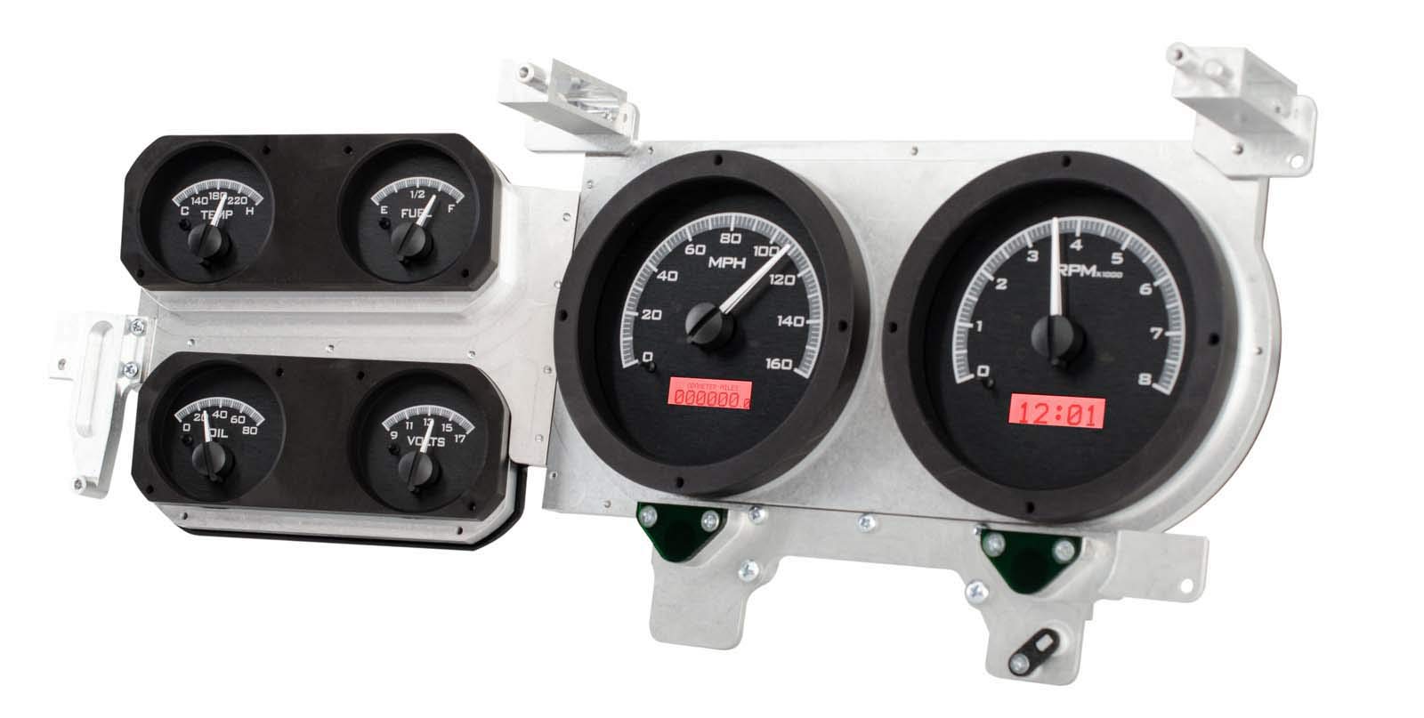 Dakota Digital VHX Analog Dash Gauges System 73-87 Chevy GMC Pickup Truck Black Alloy Red VHX-73C-PU-K-R