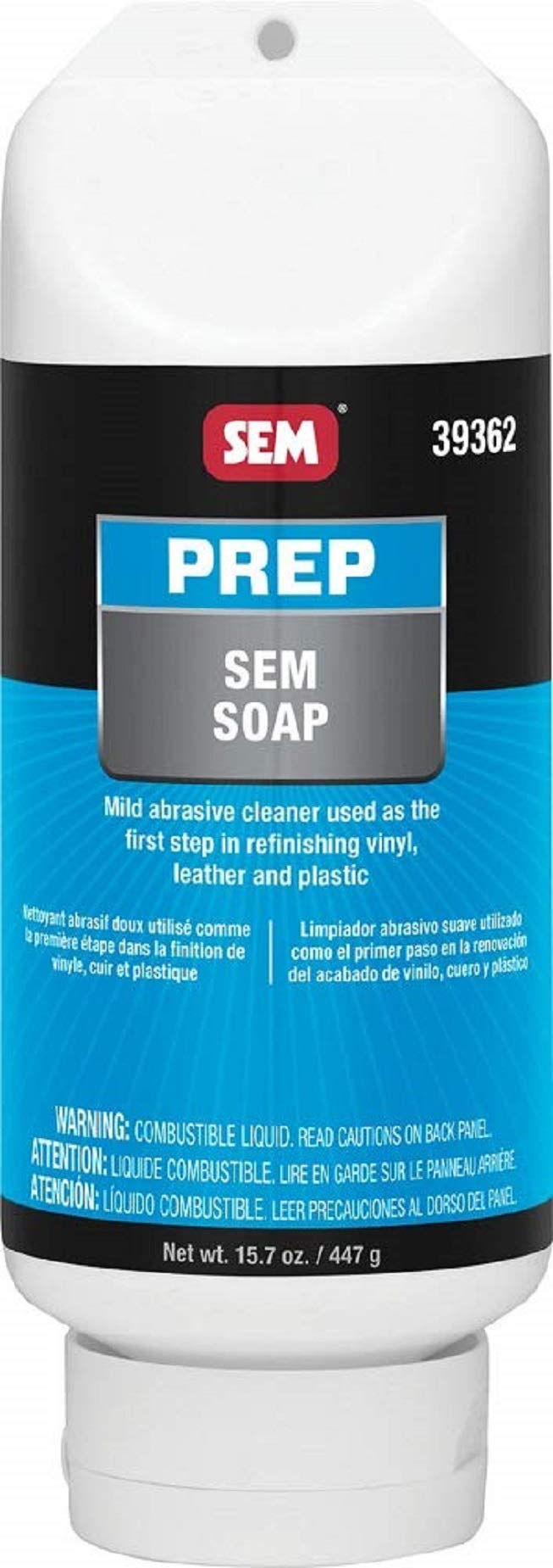 SEM Prep Soap for Automotive Refinishing Vinyl, Plastic and Leather Materials, 15 oz 39362