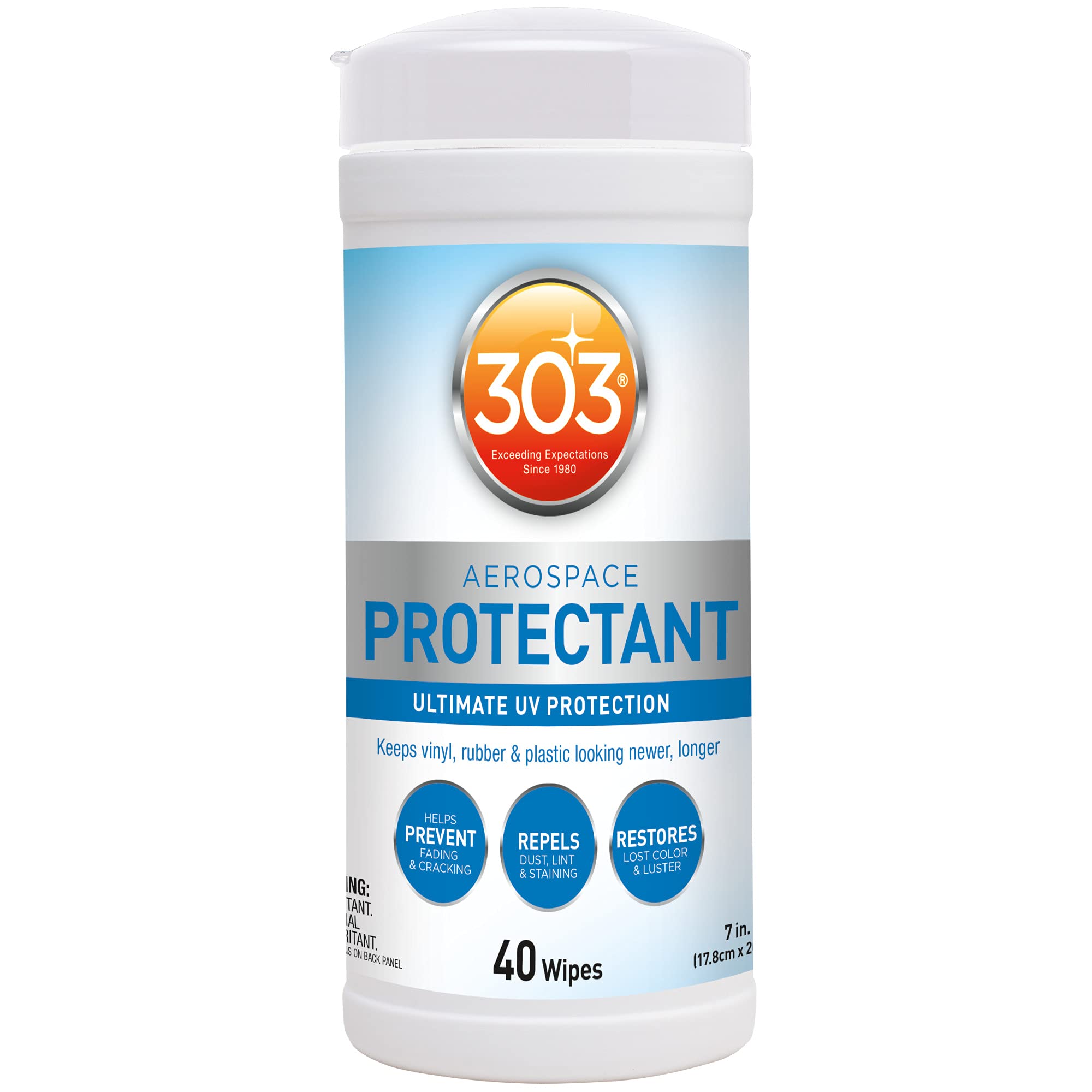 Products 303 (30321) Aerospace Protectant 40 Count Wipes - Ultimate UV Protection - Keeps vinyl, rubber, and plastic looking newer, longer, 40 Count