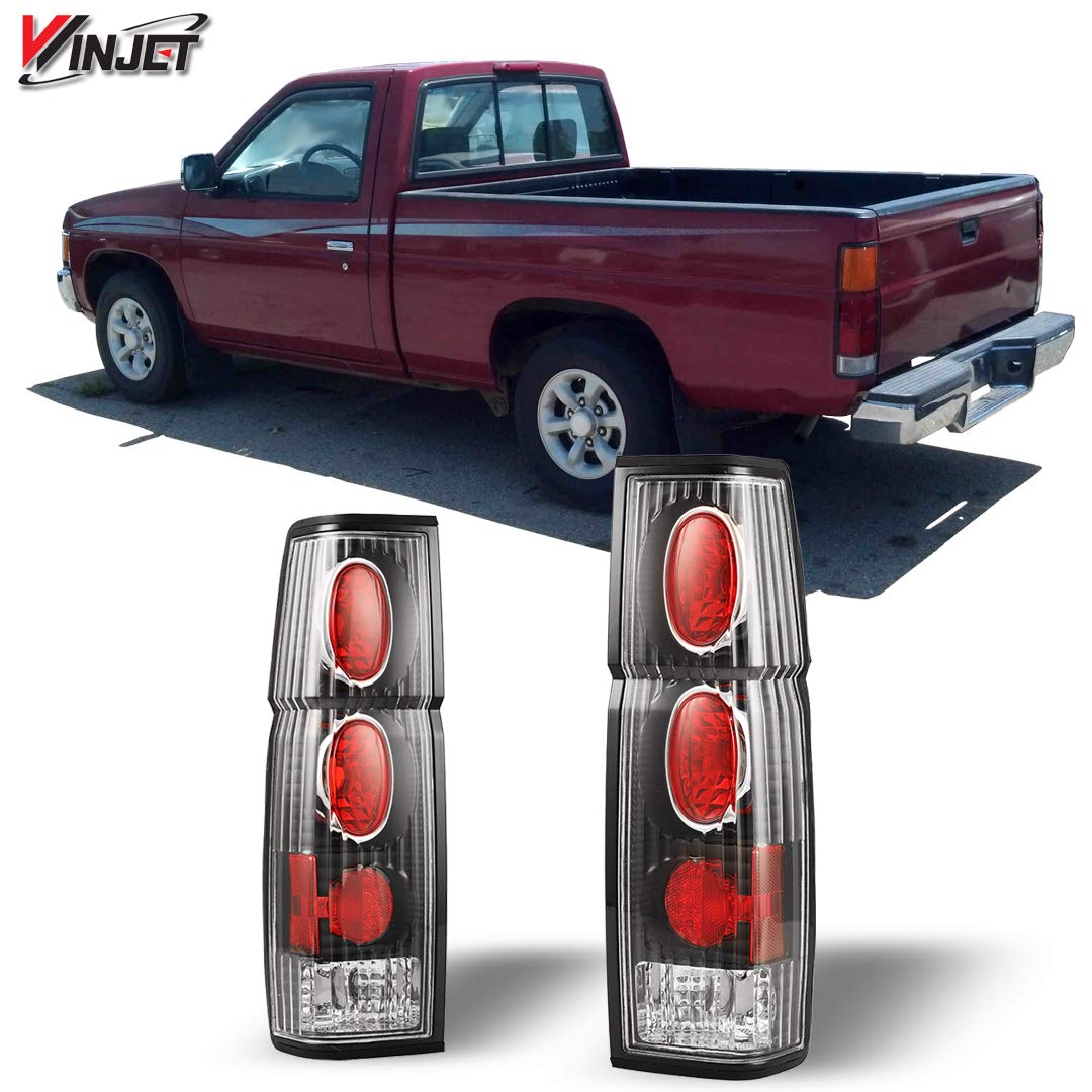 Winjet Tail Lights for Nissan 1986-1994 Hardbody D21 SE / 1986-1989 1994 XE, SE 1995-1997 Pickup XE Lamp Taillights Assembly Driver and Passenger Side (Matte Black Housing/Clear Lens)