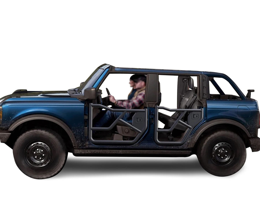 Tubular Black Horse Front & Rear Doors Metal Compatible with 2021-2024 Ford Bronco-TFRDFB21