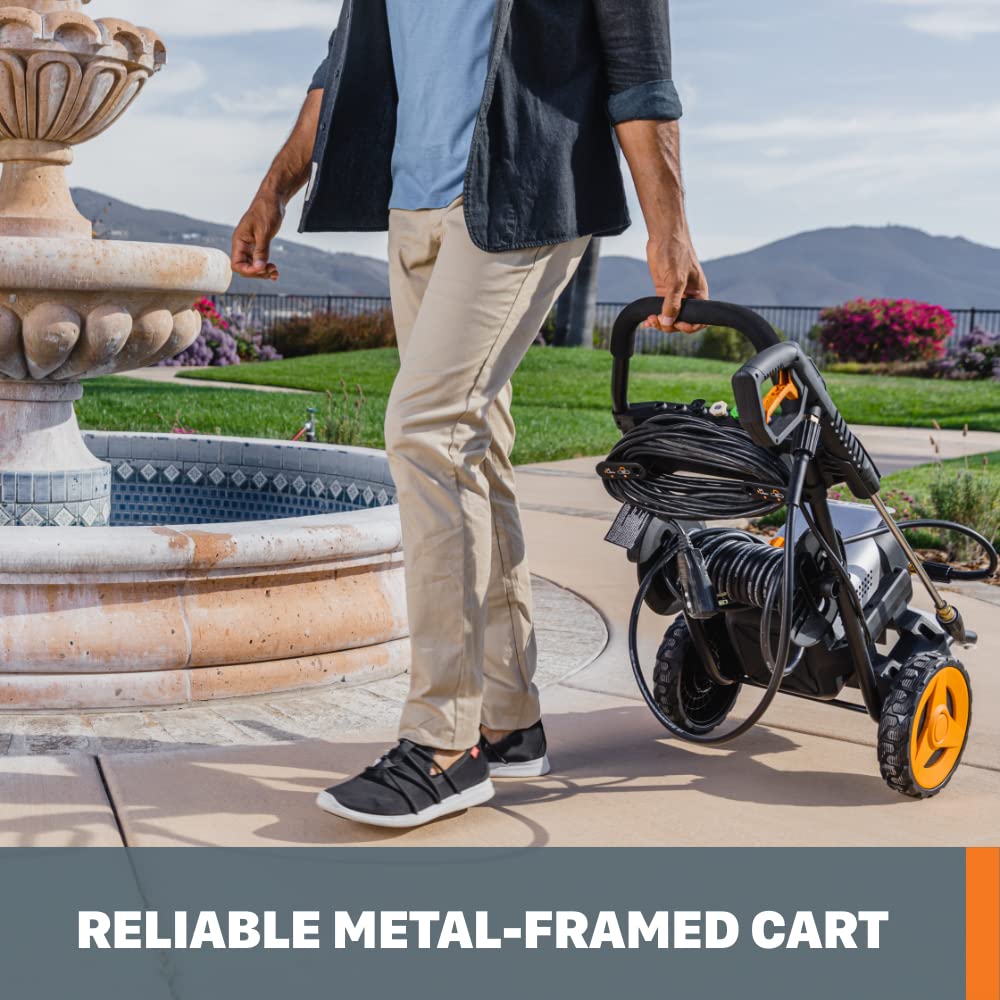 Electric Pressure Washer Worx 13 Amp 2200 PSI with Rolling Cart and 4 Nozzles -WG607