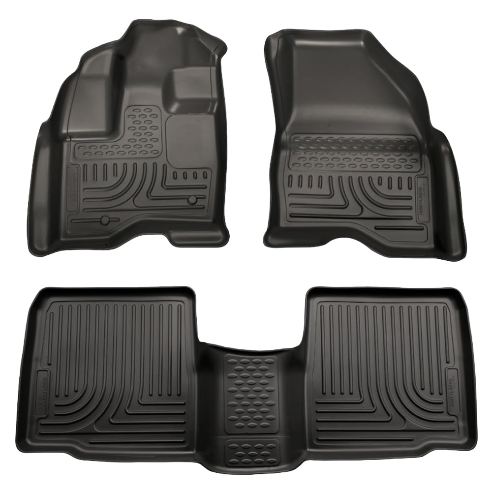 Weatherbeater Husky Liners Floor Mats | Fits 2009-2016 Lincoln MKS | Front & 2nd Row, 3-pc Black - 98731