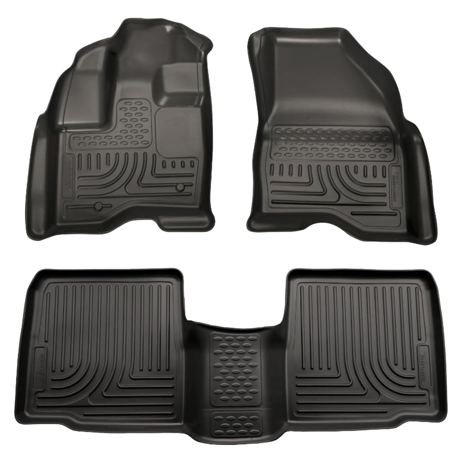 Weatherbeater Husky Liners Floor Mats | Fits 2009-2016 Lincoln MKS | Front & 2nd Row, 3-pc Black - 98731