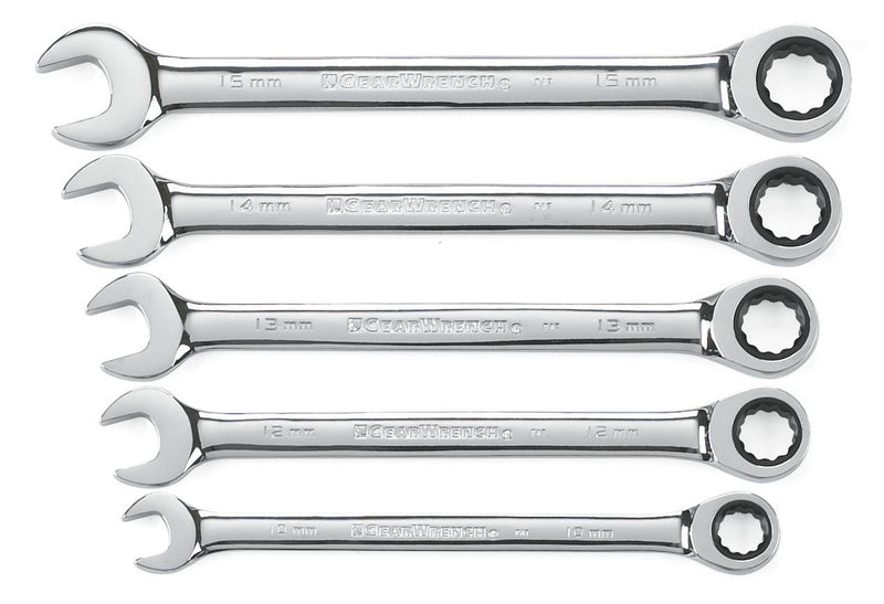 Ratcheting GEARWRENCH Combination Metric Wrench Set 5 Pc. 12 Point - 93004D