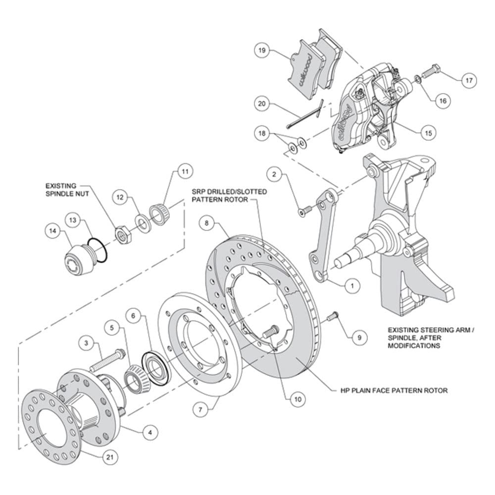 FDL Front Kit, WILWOOD 140-11007-DR, 11.00", Drilled, Red 70-78 Camaro Disc Spindle