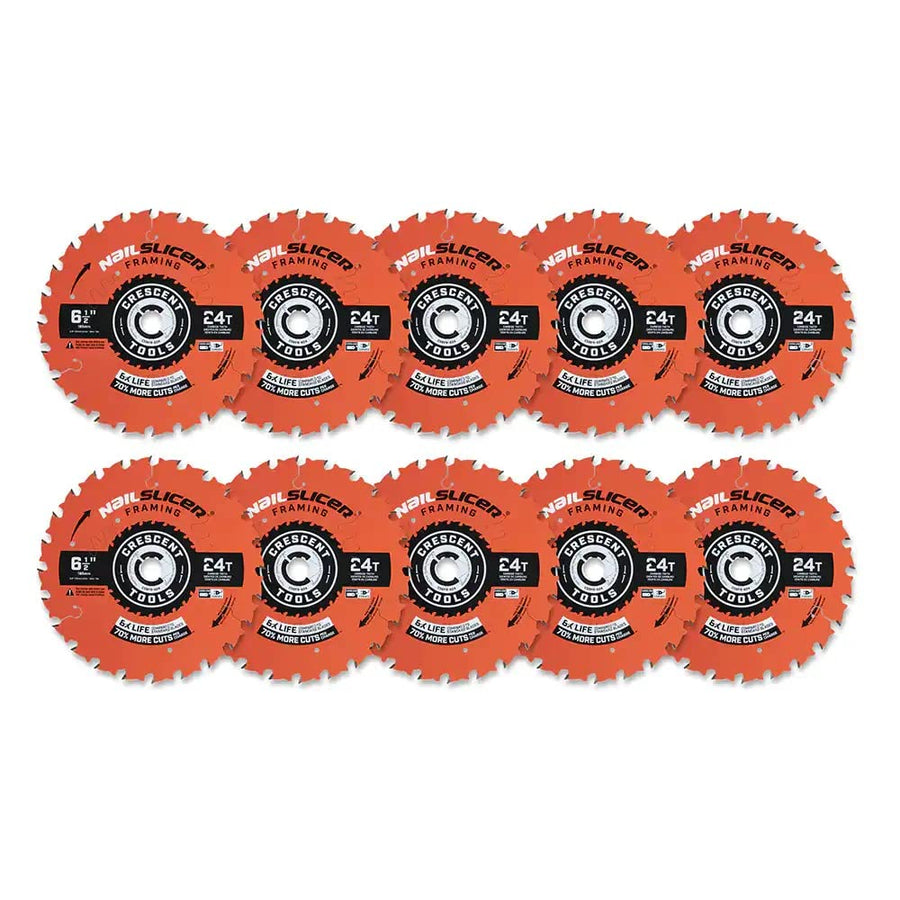 CSBFR-724-10 Crescent Industrial Products Nail Slicer 7-1/4" 24 Tooth Framing Blade - 10 Pack of Blades