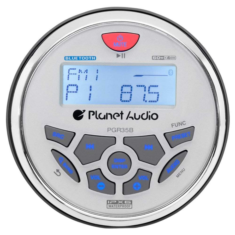 Marine Boat Planet Audio PGR35B Receiver – Bluetooth, No CD DVD Player, Radio Receiver, Built-in 4 Chann Amp, IPX6 Weatherproof, AUX-in