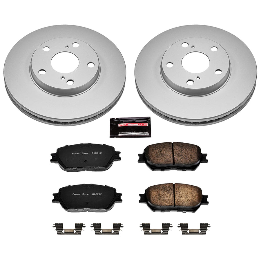 Power Stop Coated CRK1064 Brake Rotor & Ceramic Brake Pads- front For Toyota Camry 2002-2006 [Model Specific]