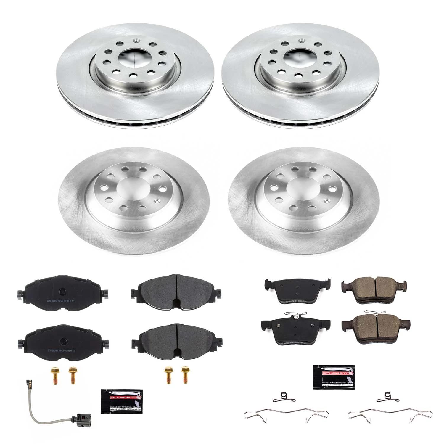 Power Stop Autospecialty KOE7278 Front and Rear Replacement Brake Kit-OE Brake Rotors & Ceramic Brake Pads For Audi TT Quattro 2016-2021 [Model Specific]