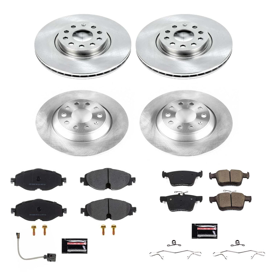 Power Stop Autospecialty KOE7278 Front and Rear Replacement Brake Kit-OE Brake Rotors & Ceramic Brake Pads For Audi TT Quattro 2016-2021 [Model Specific]