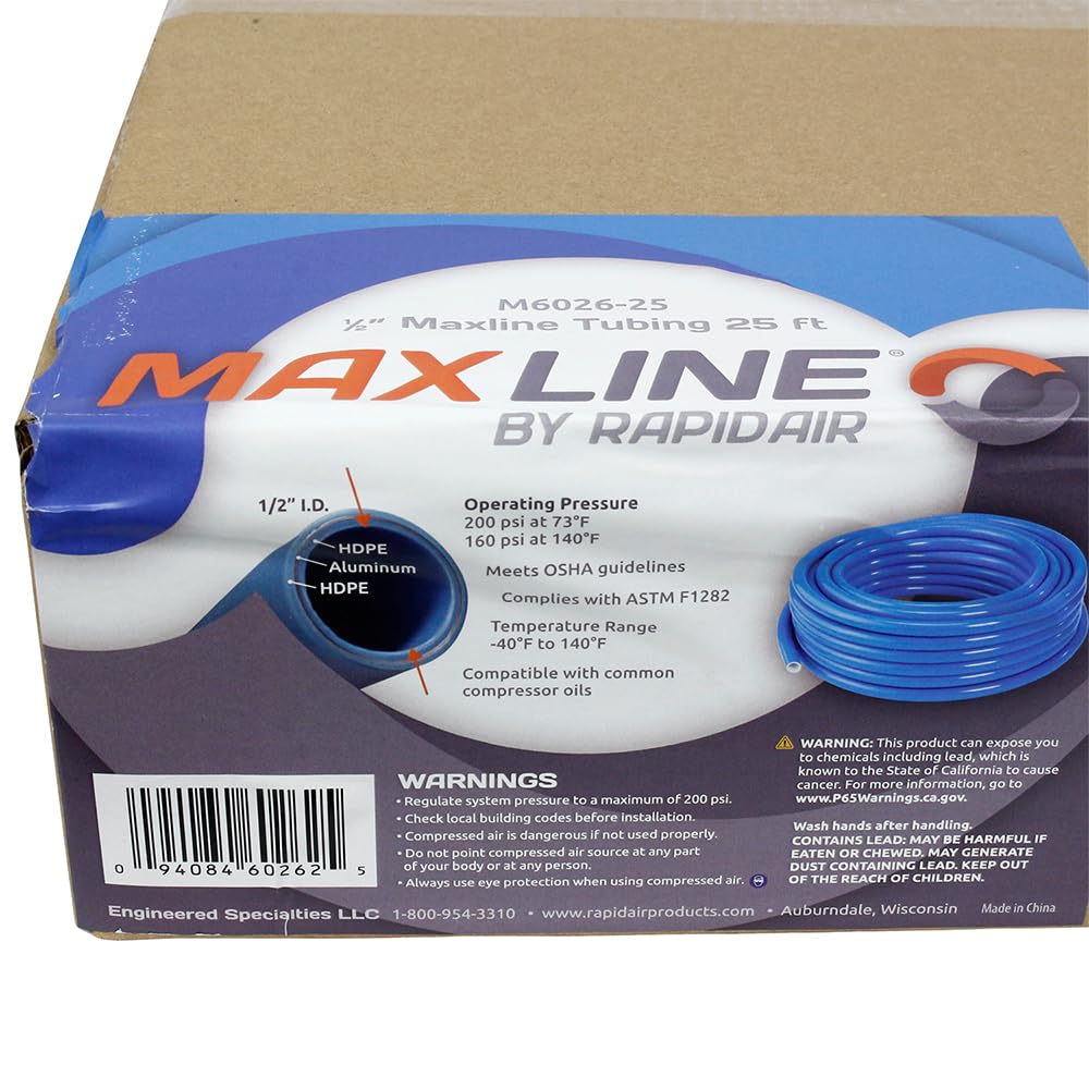 25ft. Roll of RapidAir Maxline 1/2in. Tubing, Max. PSI 190 Model# M6026-25