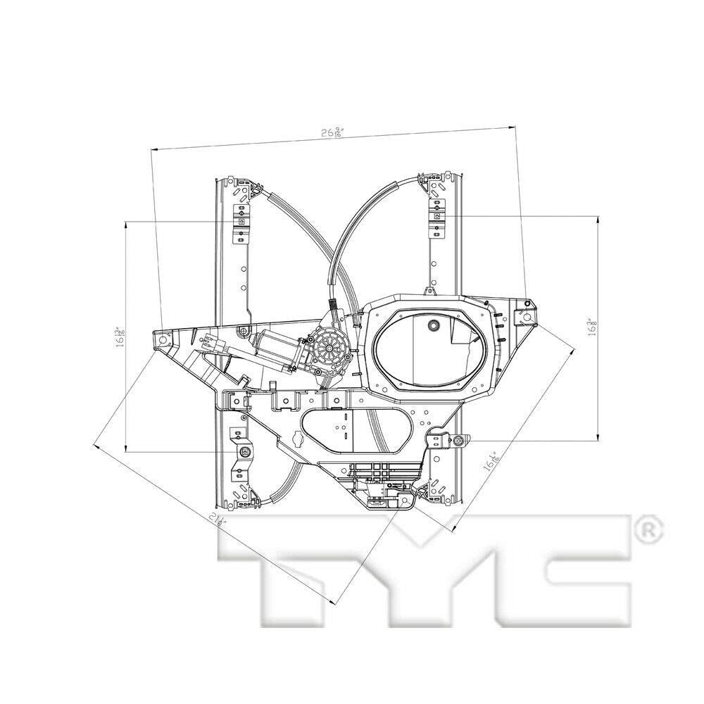 Power Window Motor and Regulator Assembly TYC 660547 Front Right-Side Compatible with 2003-2006 Ford Expedition