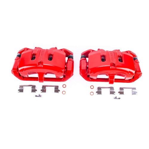 Power Stop S15008 Front Pair of High-Temp Red Powder Coated Calipers For Ford Mustang 2015-2023 [Model Specific]
