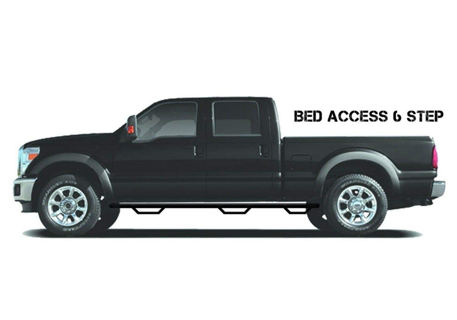 Nerf Steps RealTruck for Ford F-250/F-350 | Wheel-to-Wheel w/ Bed Access, Heavy Duty Steel, Textured Black | F17114CC-6-TX | Fits 2017 - 2025 Ford F250 / F350 / F450 Superduty Crew Cab