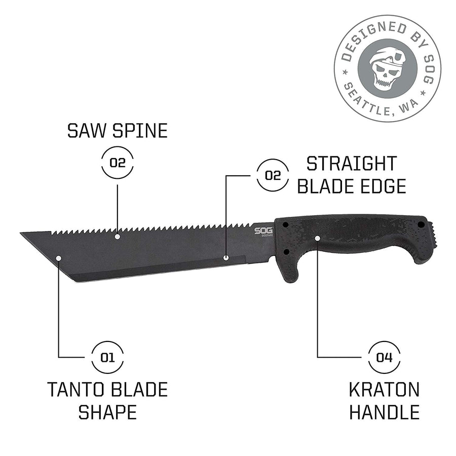 10 in. SOGfari Machete, Kraton, Tanto Plain