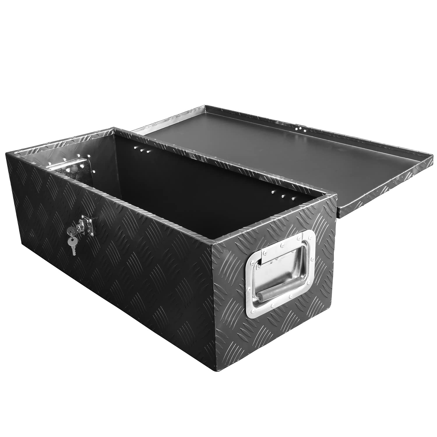 30x13x10 Truck Pickup Bed Utility Chest Aluminum Black Tool Box Trailer Storage W/Lock Key SPEC-D TUNING