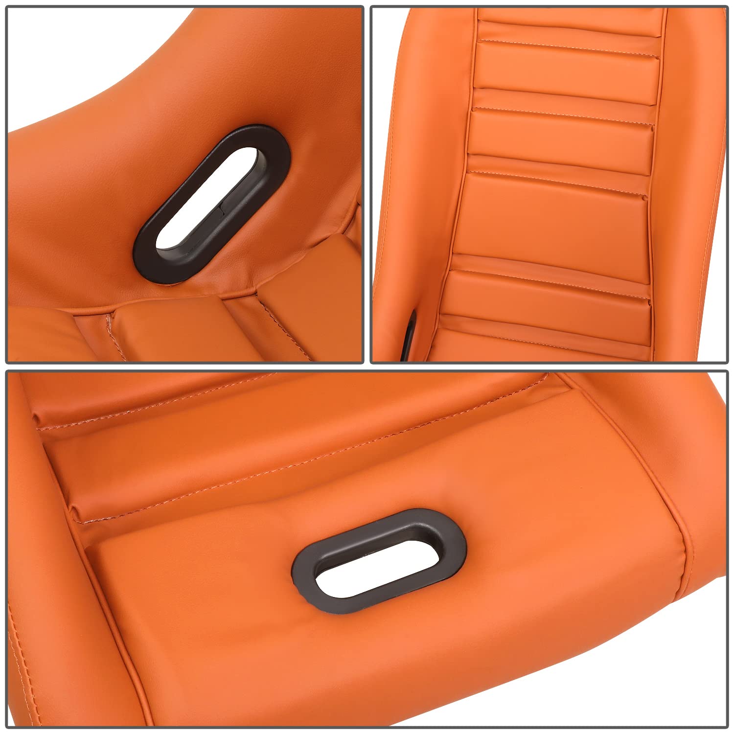 NRG Innovations Prisma GT Fixed Back Bucket Racing Seat with Brown Leather Brown Stitching/Stardust Off-White Back, PRI-100BR
