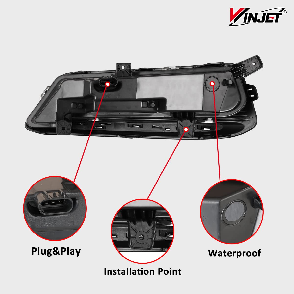 OEM Series Winjet LED Fog Light Pair Assembly Kit for [2014 2015 2016 2017 2018 2019 2020 Chevrolet Impala] Driving DRL Fog Lamp w/Fog Lights Bezel Driving Lights Wiring Kit & Switch (Clear Lens)