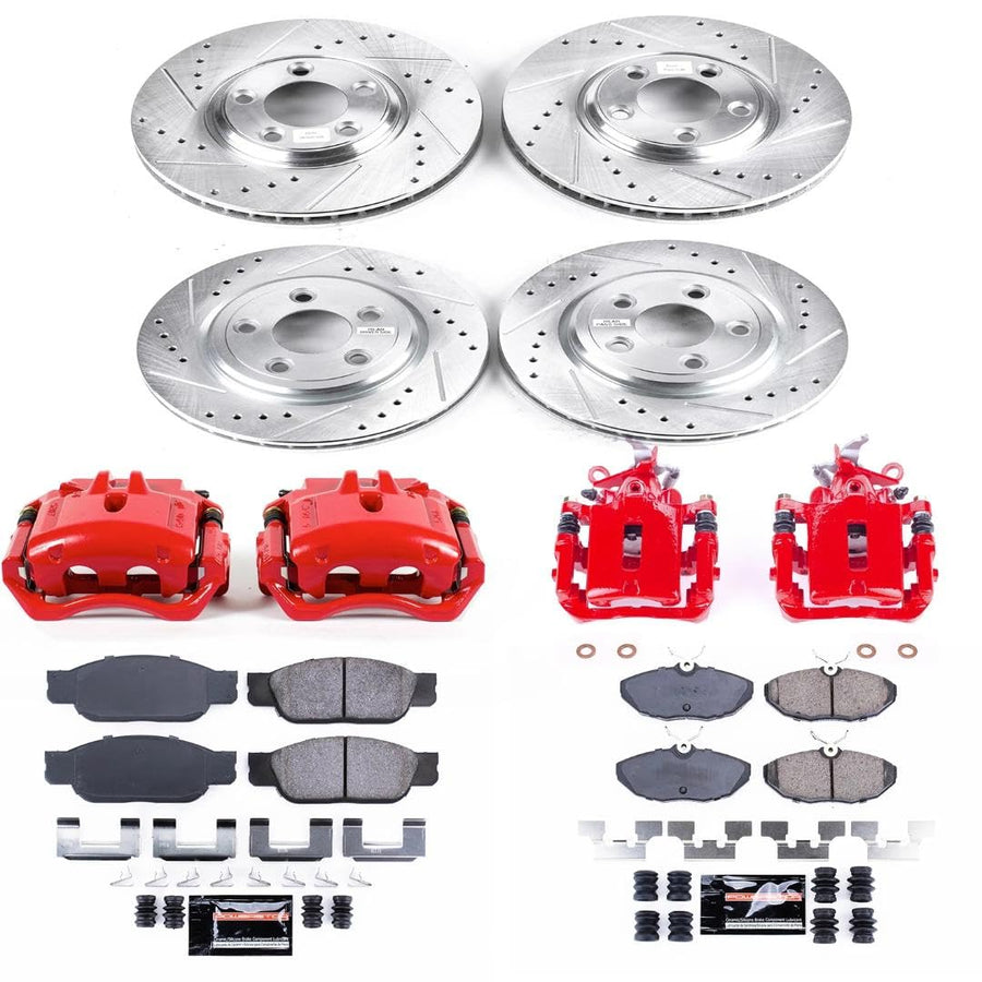 Power Stop Z23 KC7937A Evolution Front and Rear Caliper Kit-Drilled/Slotted Rotors, Carbon Ceramic Brake Pads & Calipers For Lincoln LS 2003-2006 [Model Specific]