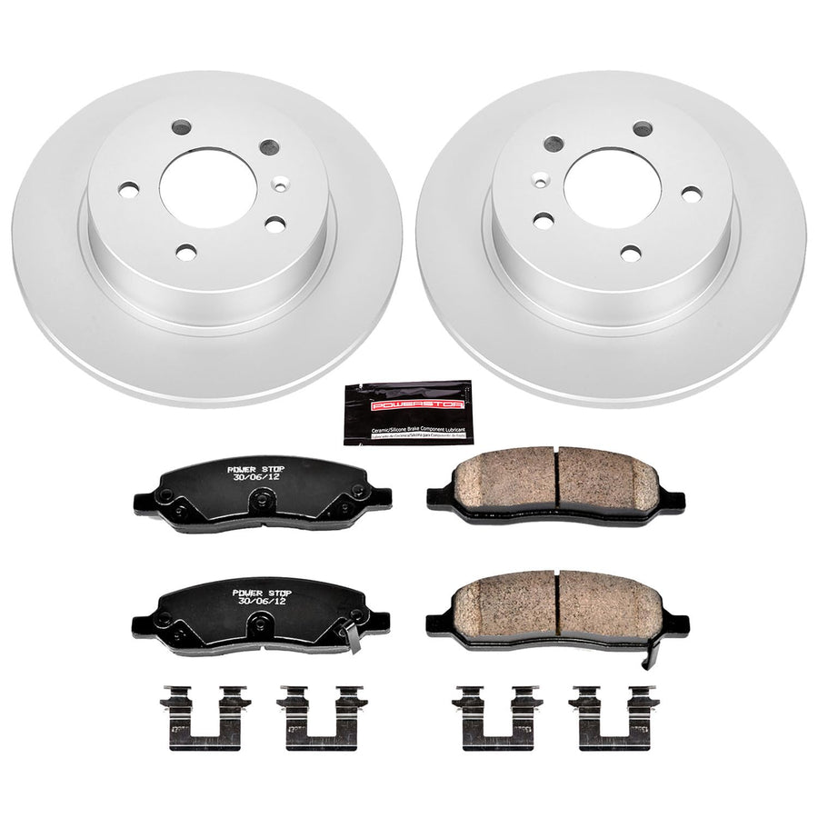 Power Stop CRK4658 Brake Rotor & Coated Ceramic Brake Pads- rear For Buick Lucerne 2006-2011, Cadillac DTS 2006-2011 [Model Specific]